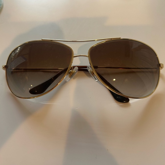 Ray-Ban Gold Aviators with Dark Lenses - Picture 1 of 9